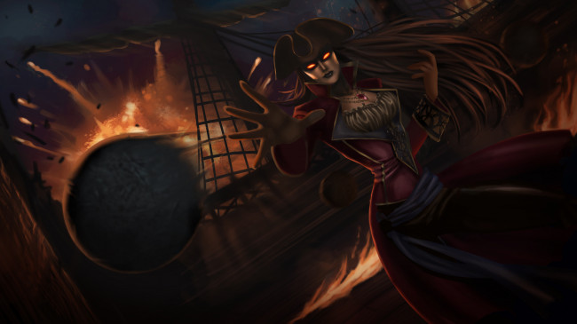 Обои картинки фото league of legends, видео игры, pirate, ship, the, dark, sovereign, syndra, league, of, legends