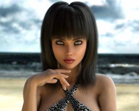 Картинка 3д+графика портрет+ portraits фон взгляд девушка