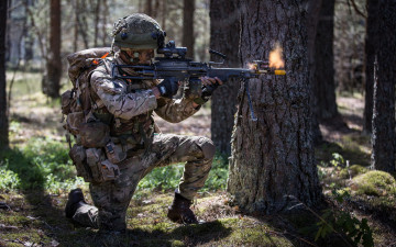 Картинка оружие армия спецназ солдат лес
