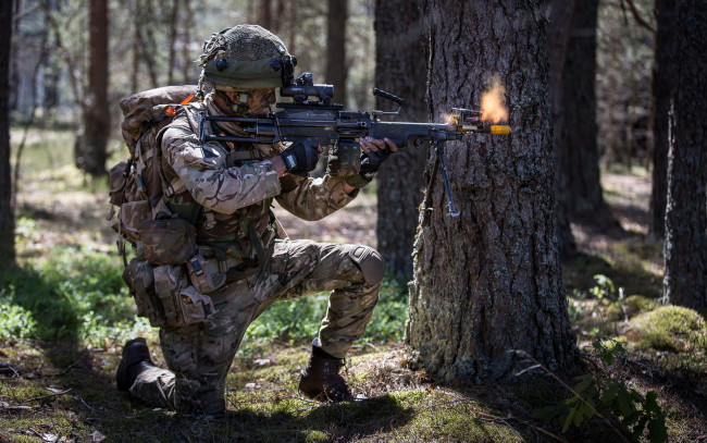 Обои картинки фото оружие, армия, спецназ, солдат, лес