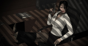 Картинка 3д+графика люди+ people оружие взгляд фон девушка