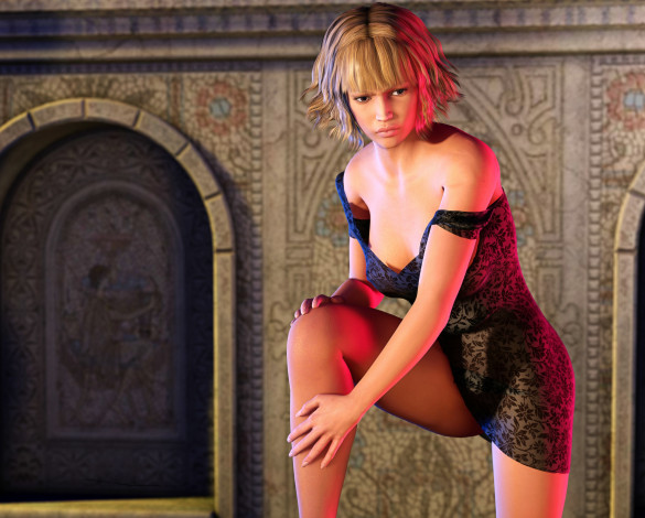 Обои картинки фото 3д графика, люди , people, девушка, фон, взгляд