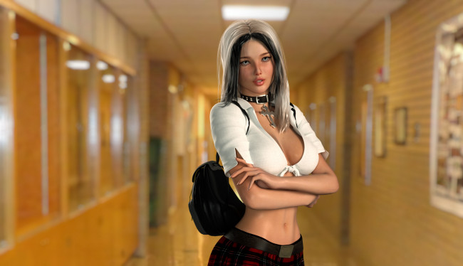 Обои картинки фото 3д графика, люди , people, девушка, взгляд, фон