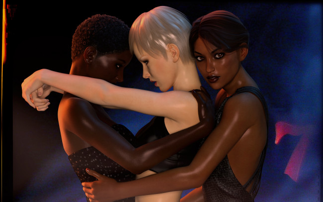 Обои картинки фото 3д графика, люди , people, фон, взгляд, девушки