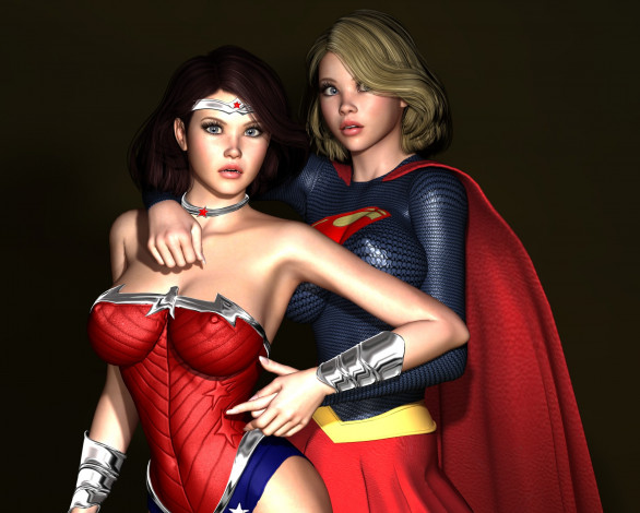 Обои картинки фото 3д графика, фантазия , fantasy, фон, девушки, взгляд