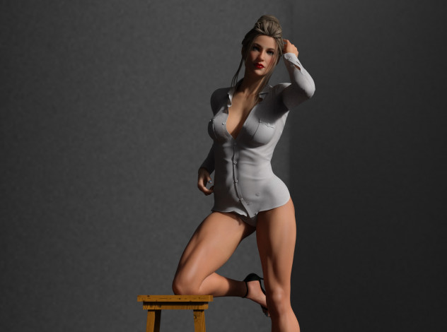 Обои картинки фото 3д графика, люди , people, девушка, взгляд, фон