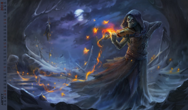 Обои картинки фото календари, фэнтези, смерть, скрипка