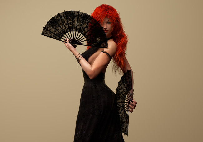 Обои картинки фото 3д графика, люди , people, фон, взгляд, девушка