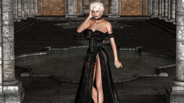 Картинка 3д+графика люди+ people девушка фон платье