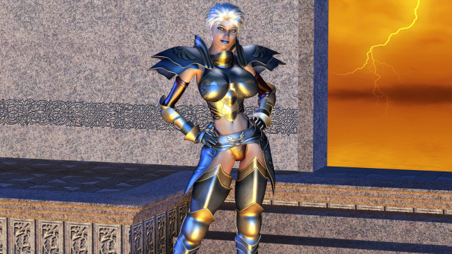 Обои картинки фото 3д графика, фантазия , fantasy, девушка, фон, взгляд, латы