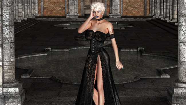 Обои картинки фото 3д графика, люди , people, девушка, фон, платье