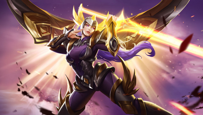 Обои картинки фото видео игры, heroes evolved, девушка, оружие, магия, крылья