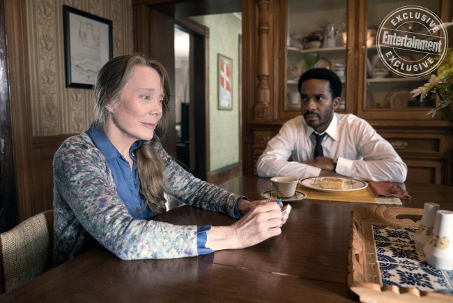 Обои картинки фото кино фильмы, castle rock , сериал, женщина, мужчина, угощение, стол