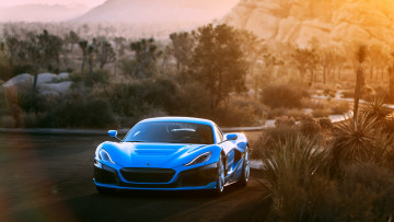 Картинка rimac+c+two+california+edition автомобили rimac синий дорога горы деревья