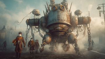 Картинка фэнтези роботы +киборги +механизмы нейросети графика нейроарт ai art нейронные сети рисунки нейро искусство