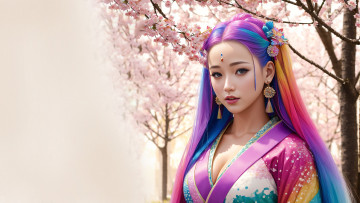 Картинка рисованное люди нейросети графика нейроарт ai art нейронные сети рисунки нейро искусство девушка сакура