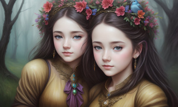 Картинка фэнтези девушки нейросети графика нейроарт ai art нейронные сети рисунки нейро искусство