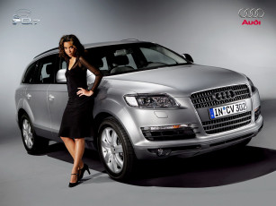 Картинка audi q7 автомобили авто девушками