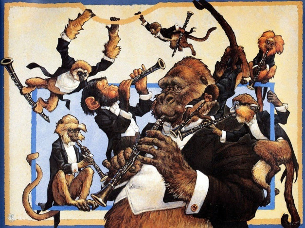 Обои картинки фото рисованные, животные, обезьяны