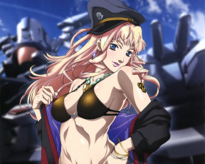 Картинка аниме macross frontier девушка грудь