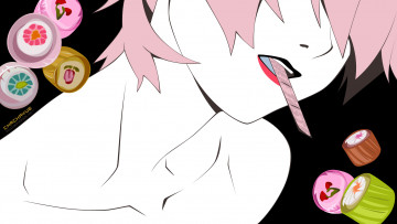 Картинка аниме bakemonogatari девушка конфеты лезвие