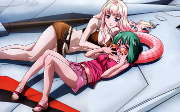 Картинка аниме macross frontier очки девушки отдых