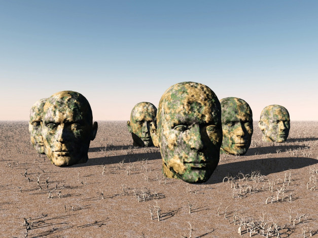 Обои картинки фото 3д, графика, abstract, абстракции, головы, много