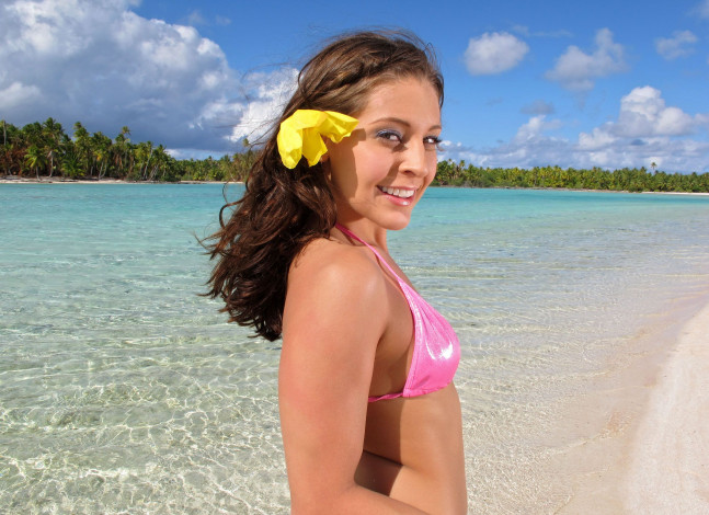 Обои картинки фото Gracie Glam, девушки, , , бикини, пляж, тропики