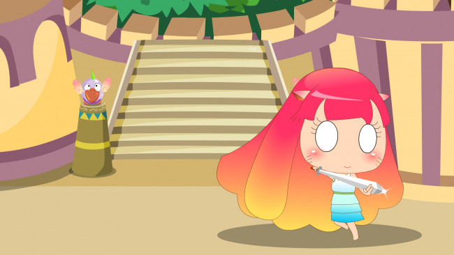 Обои картинки фото векторная, графика, девушка, меч