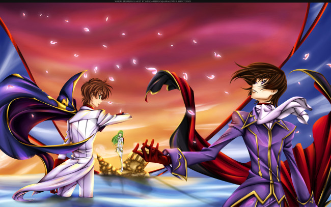 Обои картинки фото code, geass, lelouch, of, the, rebellion, аниме, lamperouge, suzaku, kururugi
