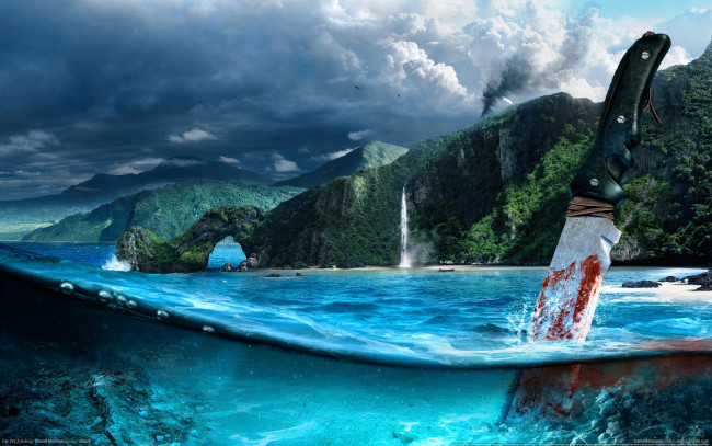 Обои картинки фото far, cry, видео, игры, море, нож