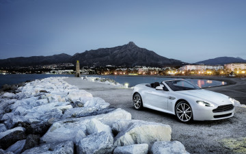Картинка aston martin db9 cabrio автомобили берег горы белый