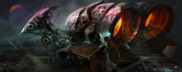 Картинка фэнтези космические корабли звездолеты станции провода