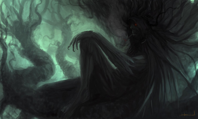 Обои картинки фото фэнтези, существа, когти, папироса