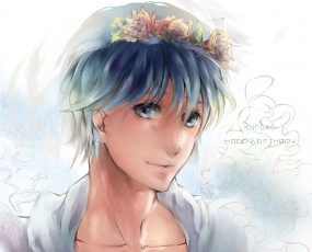 Картинка аниме kuroko+no+baske венок kuroko no basket улыбка взгляд tetsuya парень ling art
