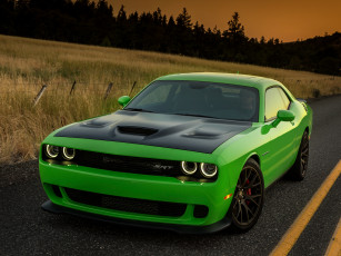 Картинка автомобили dodge зеленый hellcat srt 2015г challenger lc