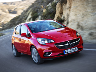 обоя автомобили, opel, corsa, красный, 2014г, 5-door