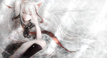 Картинка аниме -animals+&+creatures ушки неко улыбка девушка zhang xiao bo art матроска волосы