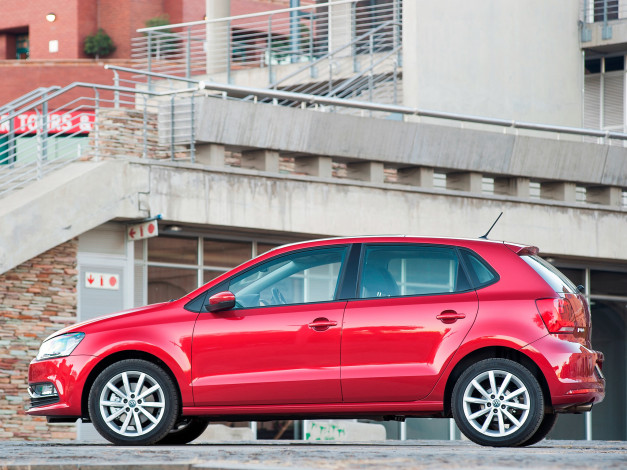 Обои картинки фото автомобили, volkswagen, красный, 2014г, polo, za-spec, typ, 6r