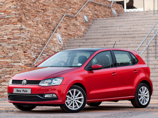 Обои картинки фото автомобили, volkswagen, polo, za-spec, typ, 6r, 2014г, красный