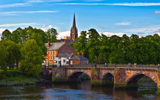 Обои картинки фото Честер , англия, города, - мосты, река