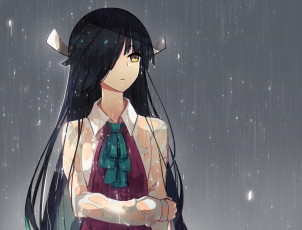 Картинка аниме kantai+collection арт tsubasa19900920 kantai collection hayashimo девушка дождь