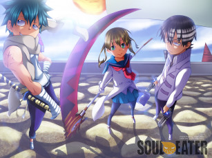 Картинка soul+eater аниме death the kid elizabeth thompson soul eater evans nakatsukasa tsubaki black star maka albarn patricia оружие парни фон взгляд девушка