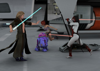 Картинка 3д+графика фантазия+ fantasy девушки взгляд фон оружие парень андроид