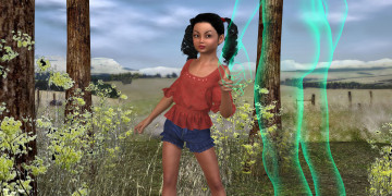 Картинка 3д+графика фантазия+ fantasy девушка взгляд фон силуэт