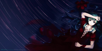 Картинка аниме touhou вода девушка взгляд kagiyama hina арт jq ночь красное платье