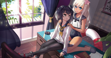 Картинка аниме kantai+collection kantai collection ro-500 kancolle tokitsukaze tsubasa19900920 арт девушки