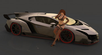 Картинка автомобили 3d+car&girl автомобиль фон взгляд девушка