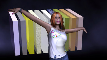 Картинка 3д+графика люди+ people девушка взгляд фон