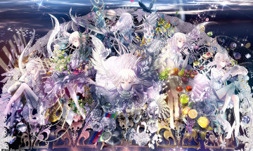 Картинка аниме ангелы +демоны цветы фрукты девушки арт radu блондинки